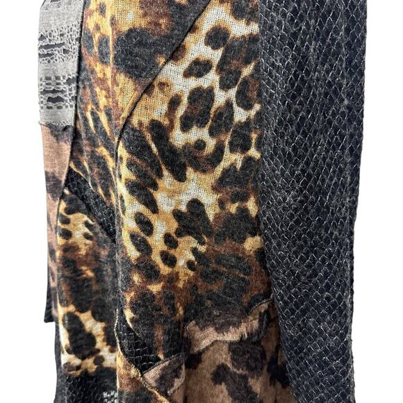 Ali Miles Petite Womens Leopard Print Mixed Media Lagenlook Light Sweater sz PL - Picture 9 of 16
